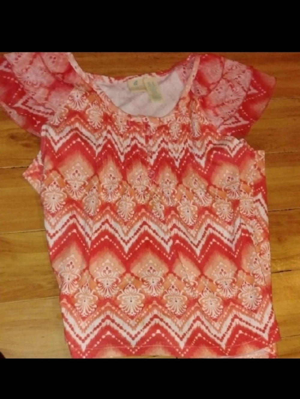 Pink & Orange Patterned Short-Sleeve Top